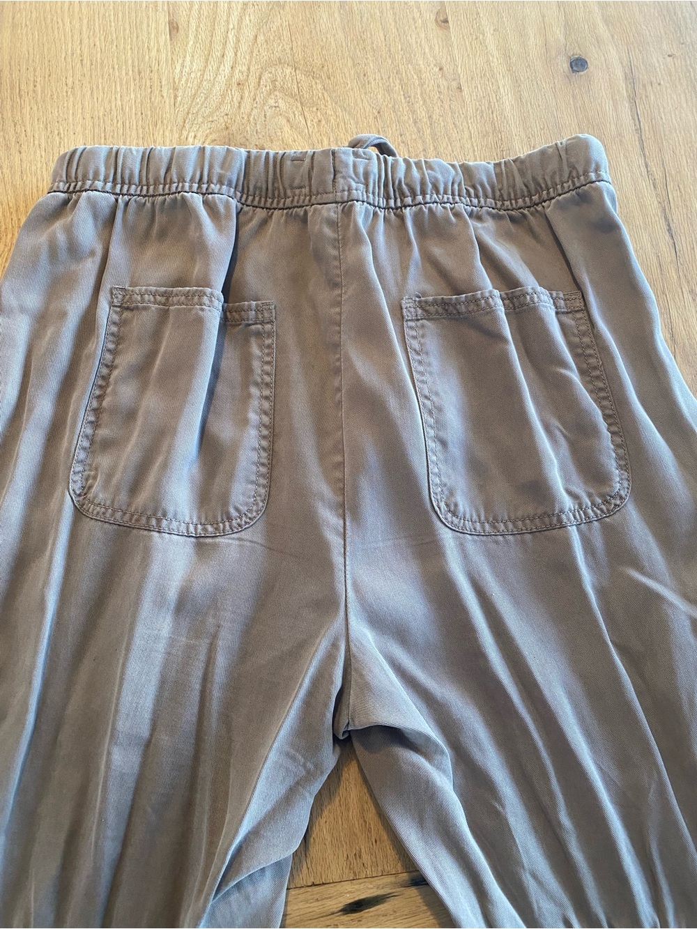 Cynthia Rowley Women's Taupe Drawstring Linen Relaxed Pants Large - Picture 7 of 7